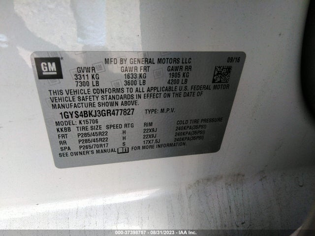 1GYS4BKJ3GR477827 Cadillac Escalade Luxury Collection