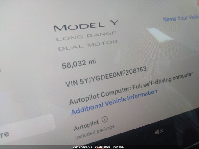5YJYGDEE0MF208753 Tesla Model Y Long Range