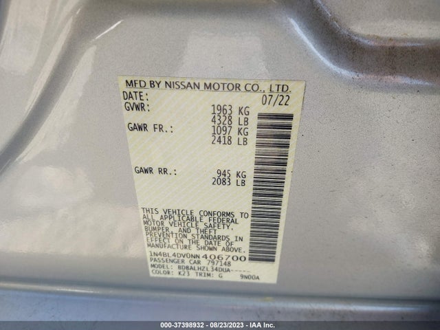 Nissan Altima 2.5 Sv 2022 1N4BL4DV0NN406700 Image 9
