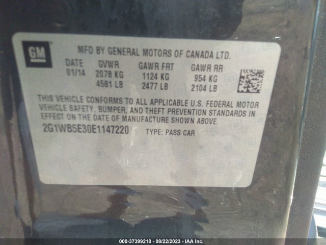 Chevrolet Impala Limited Lt 2014 2G1WB5E30E1147220 Image 9