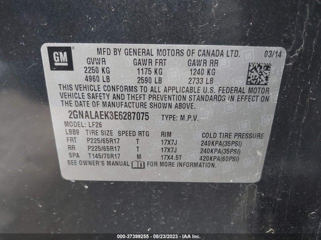 Chevrolet EQUINOX LS 2014 2GNALAEK3E6287075 Image 9