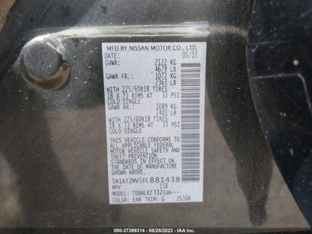 5N1AT2MV5FC881438 Nissan Rogue Sl