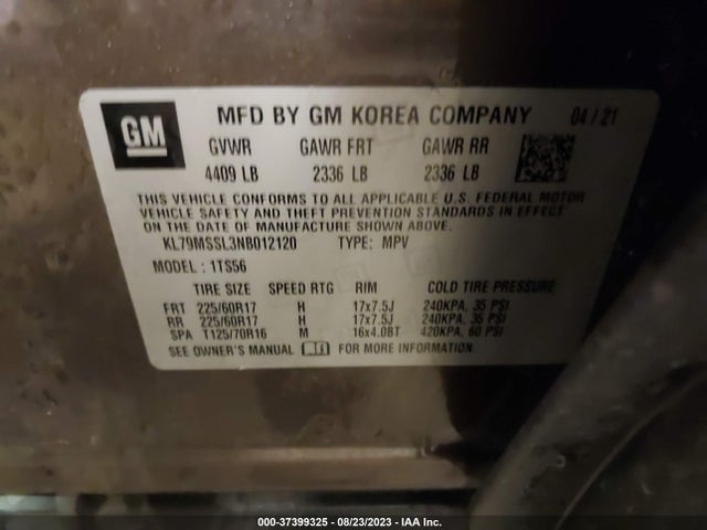Chevrolet Trailblazer Activ 2022 KL79MSSL3NB012120 Image 9