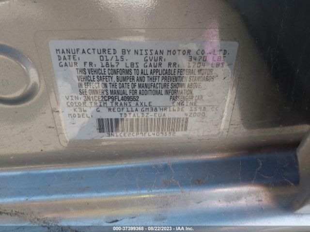 3N1CE2CP9FL409552 Nissan Versa Note S/s Plus/sv/sr/sl
