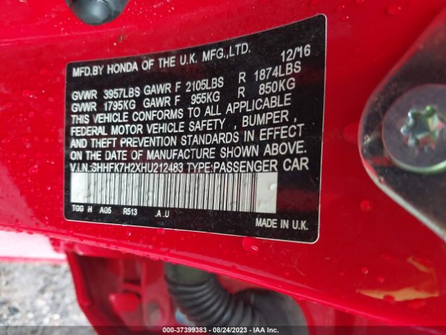 SHHFK7H2XHU212483 Honda Civic Hatchback Lx