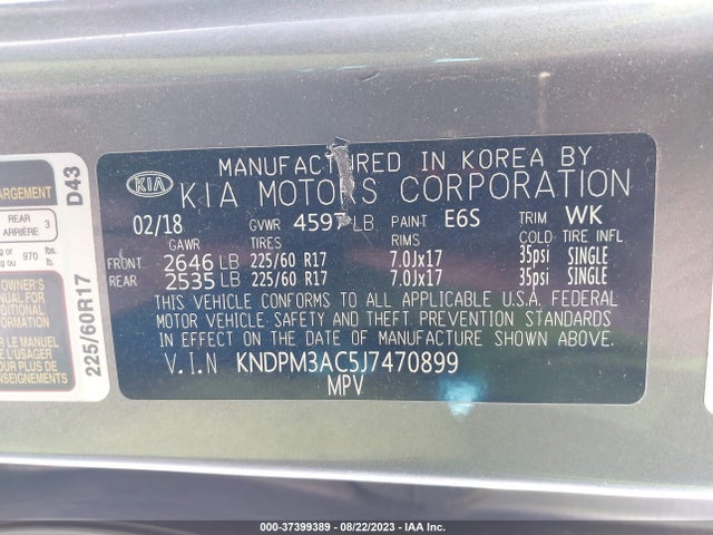KIA Sportage Lx 2018 KNDPM3AC5J7470899 Image 9