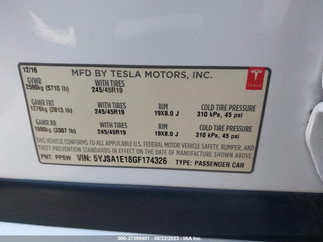5YJSA1E18GF174326 Tesla Model S 70 Kwh