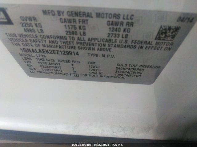 Chevrolet EQUINOX LS 2014 1GNALAEK2EZ129914 Image 10