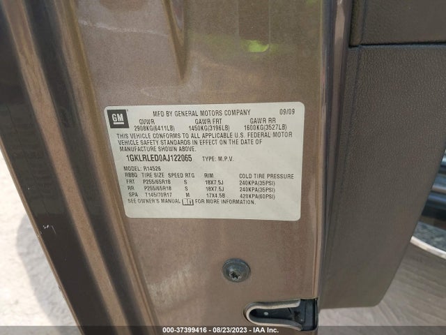 Продаж на аукціоні авто 2010 Gmc Acadia Sle, vin: 1GKLRLED0AJ122065, номер лоту: 37399416