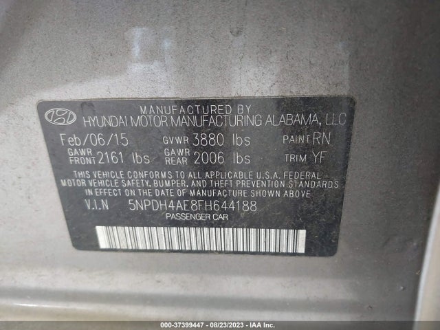 Hyundai ELANTRA SE 2015 5NPDH4AE8FH644188 Image 9