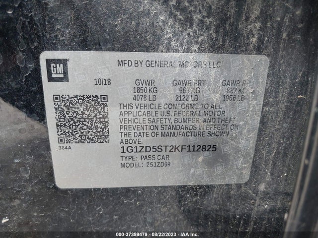 Chevrolet MALIBU LT 2019 1G1ZD5ST2KF112825 Image 9