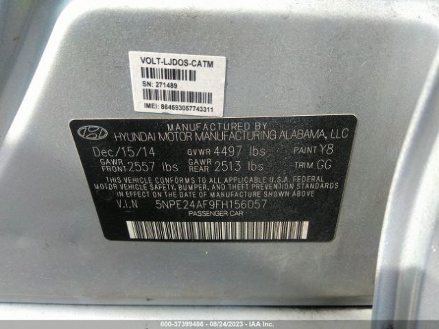 5NPE24AF9FH156057 Hyundai SONATA SE