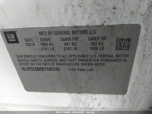 Chevrolet Cruze 1lt 2014 1G1PC5SB8E7305349 Image 9
