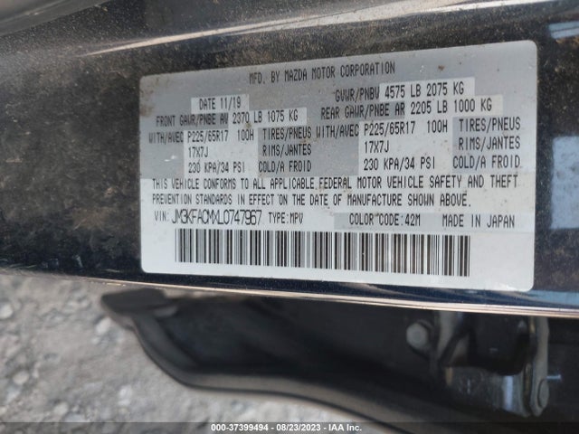 2020 MAZDA CX-5 TOURING VIN: JM3KFACMXL0747967