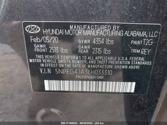 Hyundai SONATA SE 2020 5NPEG4JA3LH033310 Image 9