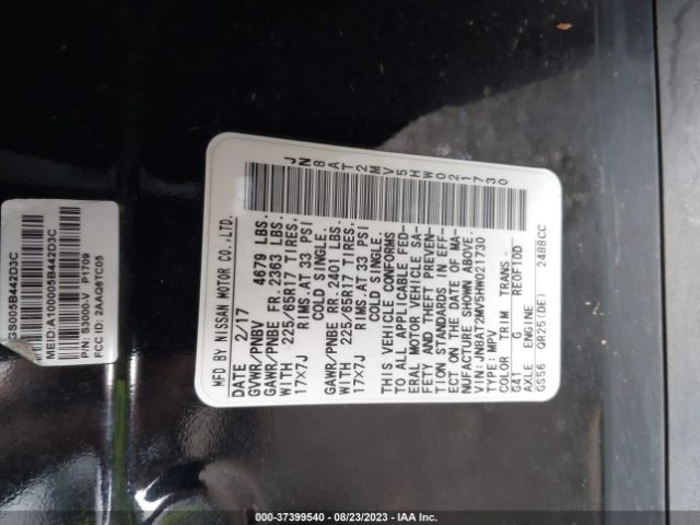 JN8AT2MV5HW021730 Nissan ROGUE S