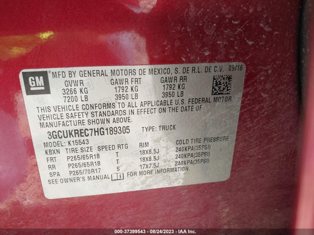 Chevrolet Silverado 1500 Lt 2017 3GCUKREC7HG189305 Image 15