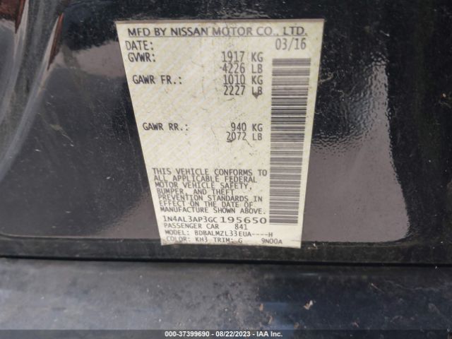 1N4AL3AP3GC195650 Nissan Altima 2.5 Sv