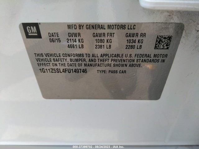 Chevrolet IMPALA LS 2015 1G11Z5SL4FU149746 Image 9
