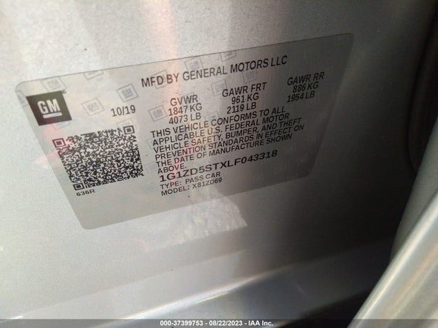 Chevrolet MALIBU LT 2020 1G1ZD5STXLF043318 Image 9