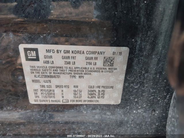 KL4CJ2SB9KB846701 Buick Encore Sport Touring