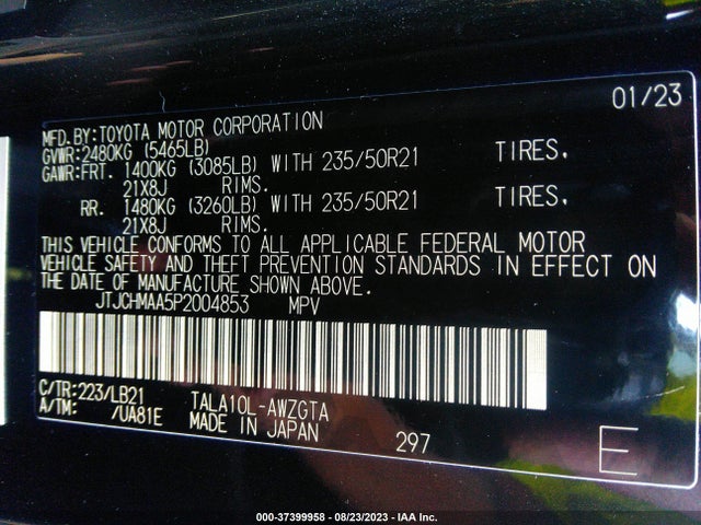 JTJCHMAA5P2004853 Lexus Rx Rx 350