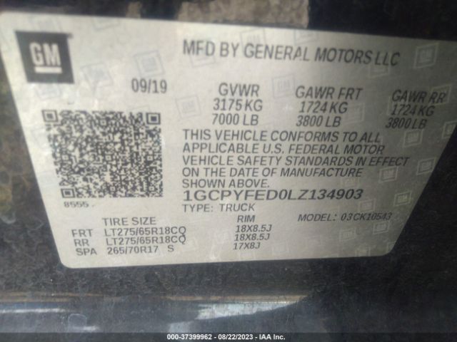 1GCPYFED0LZ134903 Chevrolet Silverado 1500 4wd  Short Bed Lt Trail Boss