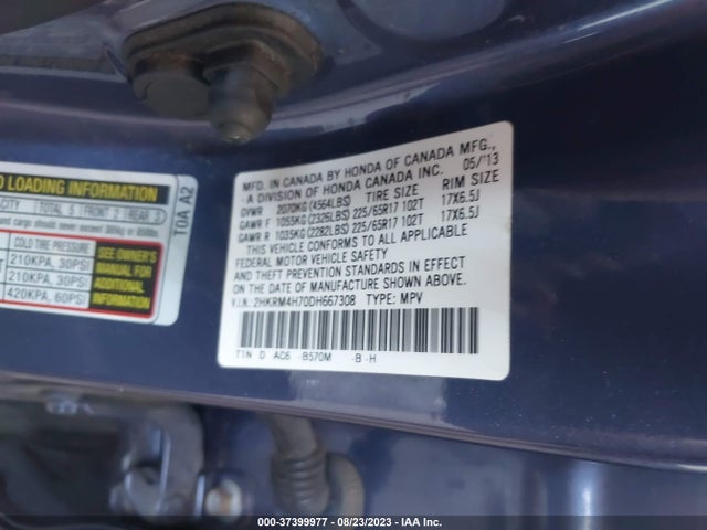 2013 HONDA CR-V EX-L VIN: 2HKRM4H70DH667308