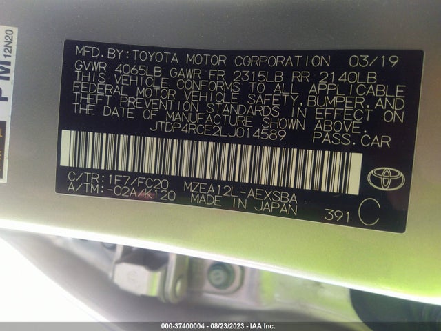 Toyota COROLLA SE 2020 JTDP4RCE2LJ014589 Image 9