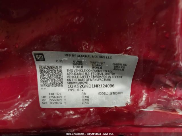 1GKS2GKD1NR124006 GMC Yukon Xl Slt
