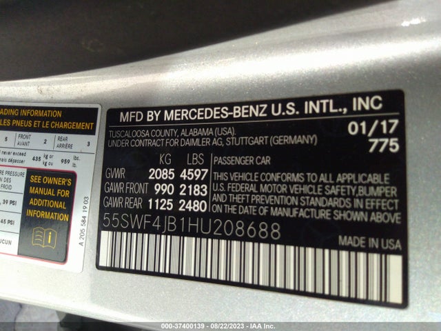55SWF4JB1HU208688 Mercedes-Benz C-class C 300