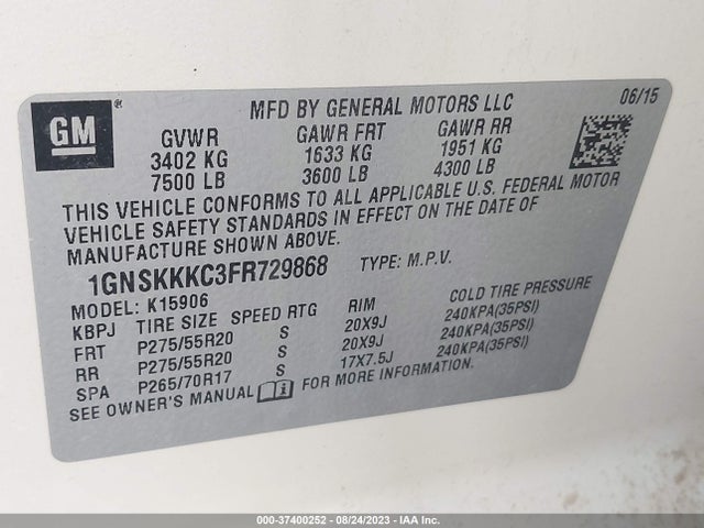 Chevrolet Suburban Ltz 2015 1GNSKKKC3FR729868 Image 9