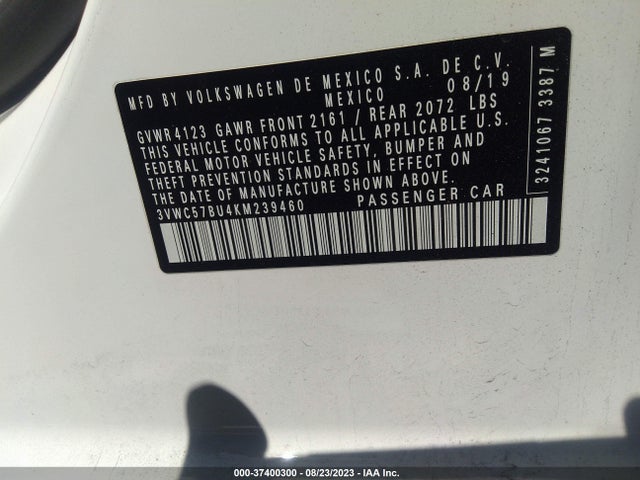 3VWC57BU4KM239460 Volkswagen Jetta S/se/r-line