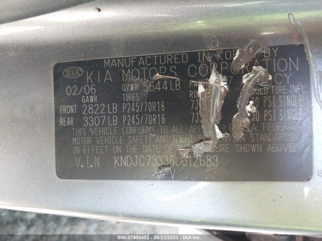 2006 KIA SORENTO LX/EX VIN: KNDJC733365612683