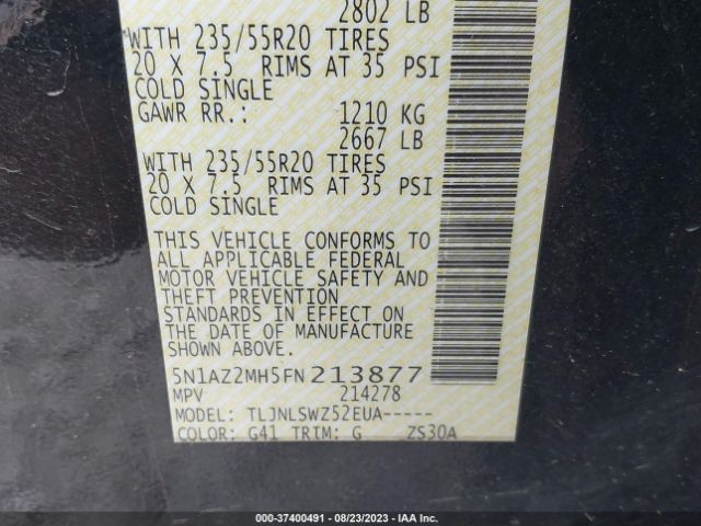 5N1AZ2MH5FN213877 Nissan Murano Platinum