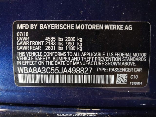 WBA8A3C55JA498827 BMW 320i Xdrive