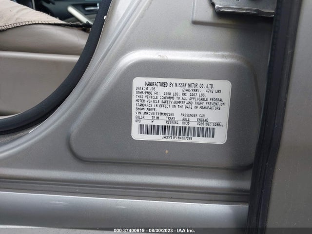 2005 INFINITI G35 SEDAN VIN: JNKCV51F15M307285