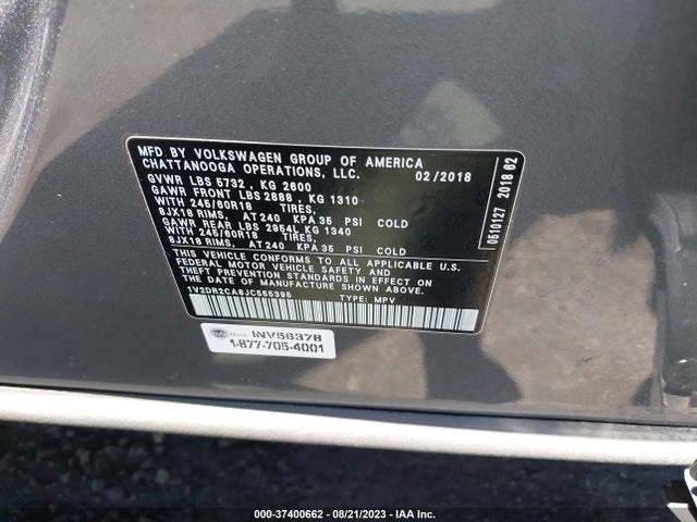 1V2DR2CA8JC555395 Volkswagen Atlas 3.6l V6 Se