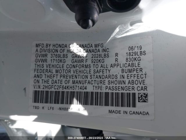 2HGFC2F64KH571404 Honda Civic Lx