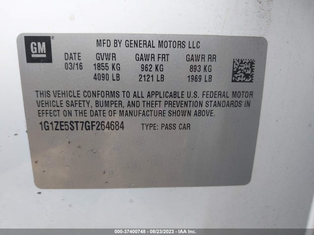 Chevrolet MALIBU LT 2016 1G1ZE5ST7GF264684 Image 9