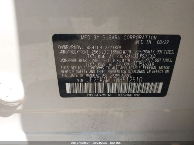 JF2SKAMC7NH512510 Subaru Forester Wilderness