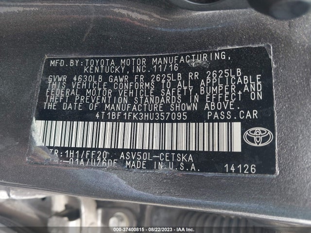 Toyota CAMRY SE 2017 4T1BF1FK3HU357095 Image 9