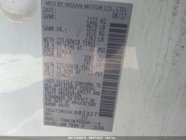 5N1AT2MV1HC885327 Nissan Rogue Sl