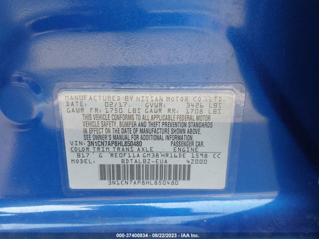 Nissan Versa 1.6 Sv 2017 3N1CN7AP8HL850480 Image 9