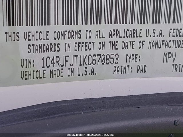 1C4RJFJT1KC670853 Jeep Grand Cherokee Summit 4x4