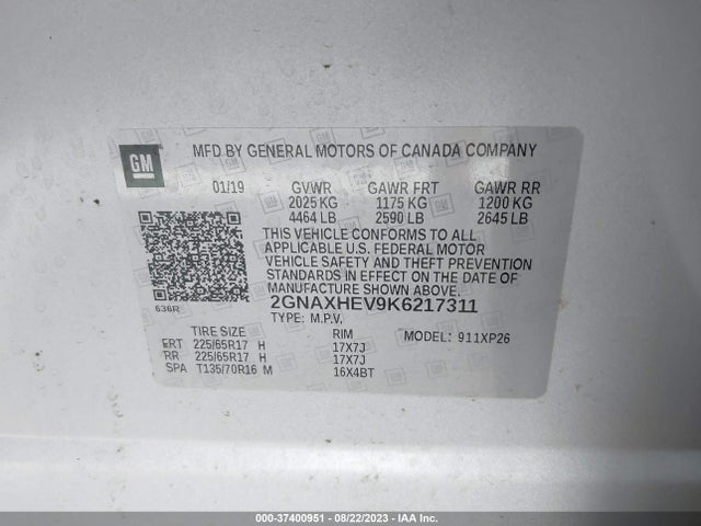 Chevrolet EQUINOX LS 2019 2GNAXHEV9K6217311 Image 9