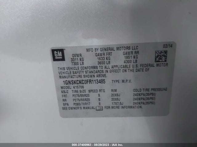 Chevrolet Tahoe Ltz 2015 1GNSKCKC0FR113485 Image 9