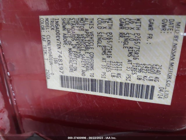 Nissan Frontier Pro-4x 2014 1N6AD0EV7EN748197 Image 14