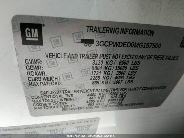 Aukcja sprzedaży 2021 Chevrolet Silverado 1500 Rst, vin: 3GCPWDED0MG157500, numer aukcji: 37401061
