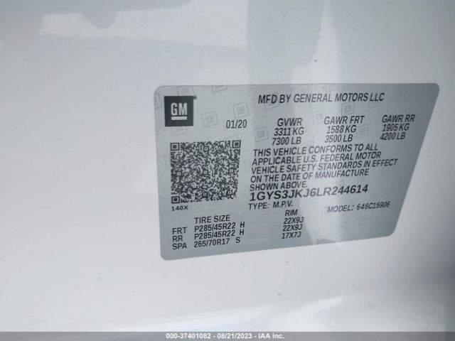 1GYS3JKJ6LR244614 Cadillac Escalade Esv Premium Luxury